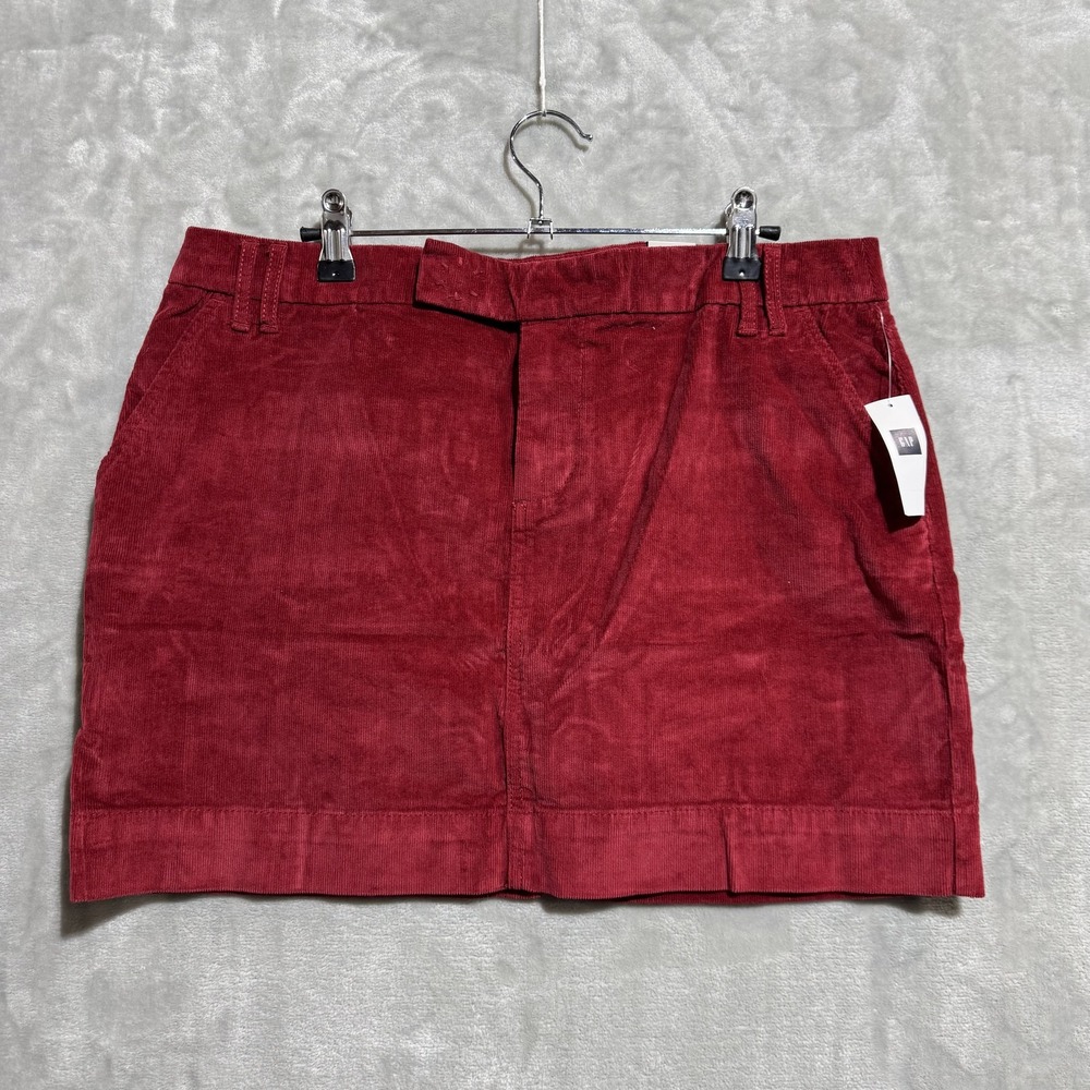 Gap Corduroy Skirt Womens 10 Red Burgundy Mini Classic Casual Pockets New‎